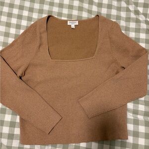 Hudson Brown Ribbed Square Neck Top